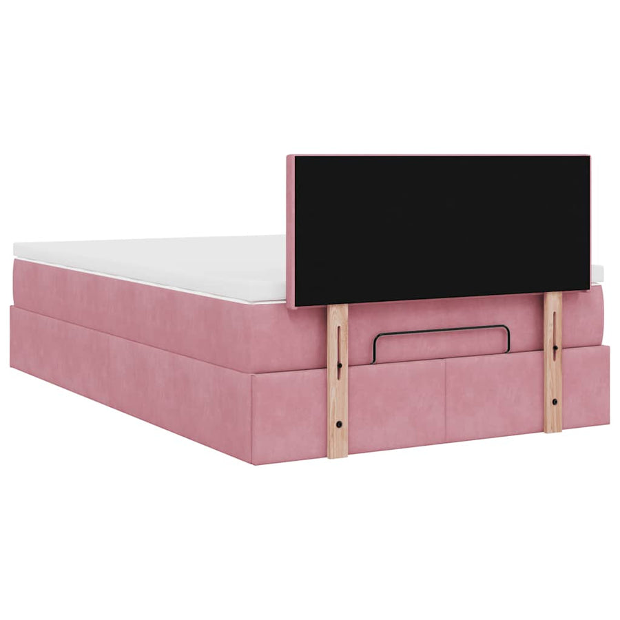 Ottoman bed met matras 120x200cm fluweel roze