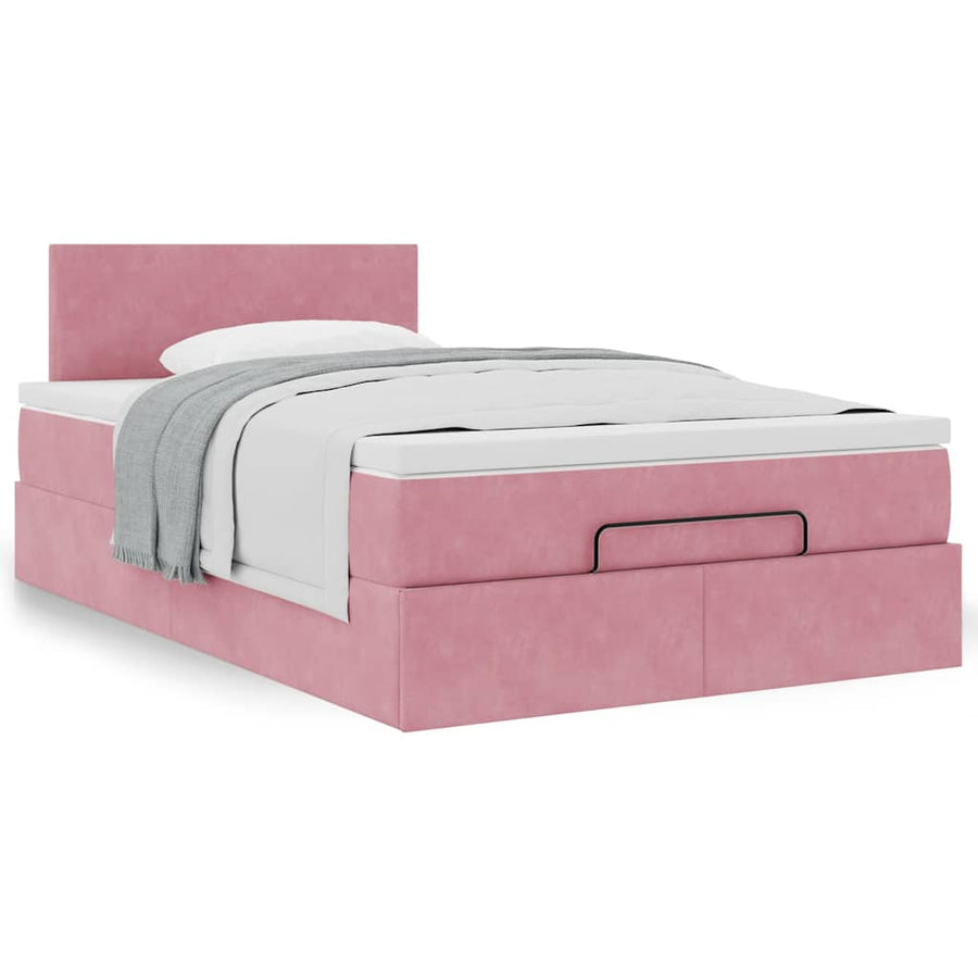 Ottoman bed met matras 120x200cm fluweel roze