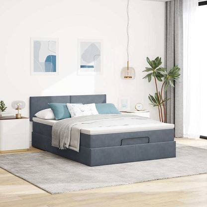 Ottoman bed met matras 140x190cm fluweel donkergrijs