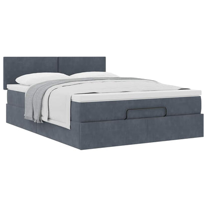 Ottoman bed met matras 140x190cm fluweel donkergrijs