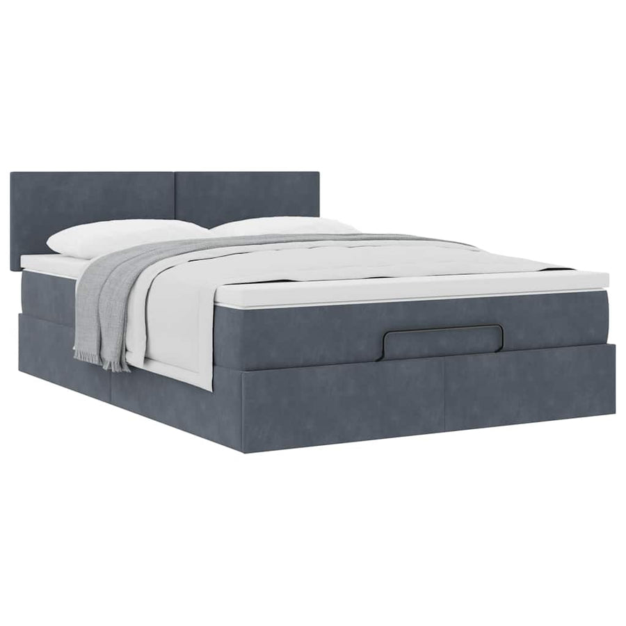 Ottoman bed met matras 140x190cm fluweel donkergrijs