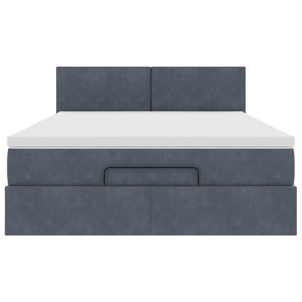 Ottoman bed met matras 140x190cm fluweel donkergrijs