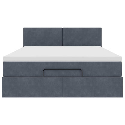 Ottoman bed met matras 140x190cm fluweel donkergrijs