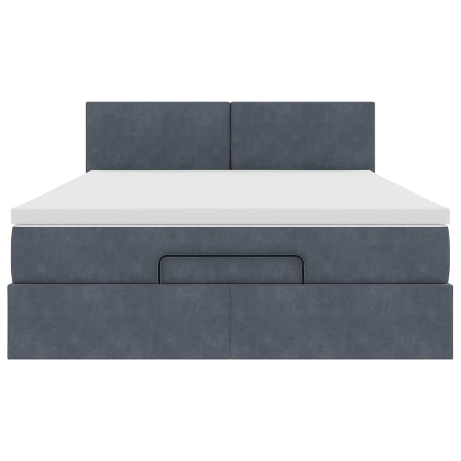 Ottoman bed met matras 140x190cm fluweel donkergrijs