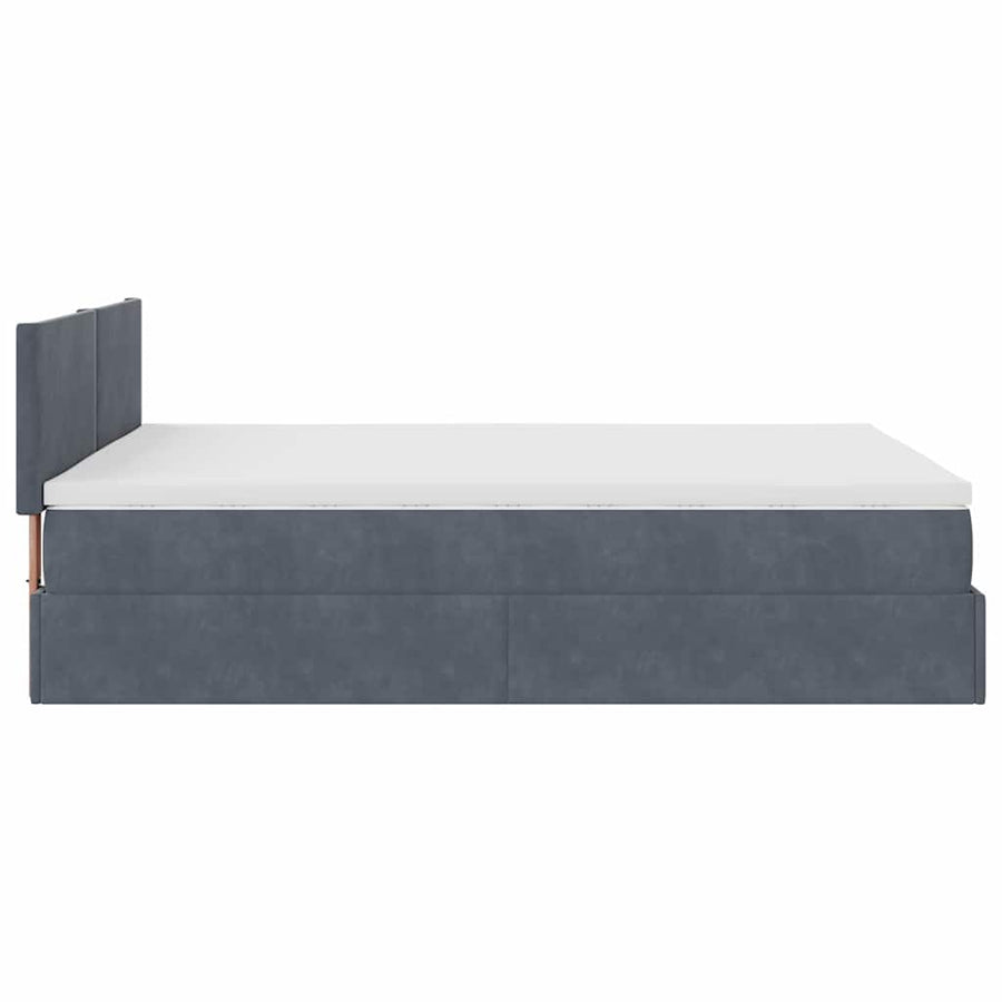 Ottoman bed met matras 140x190cm fluweel donkergrijs