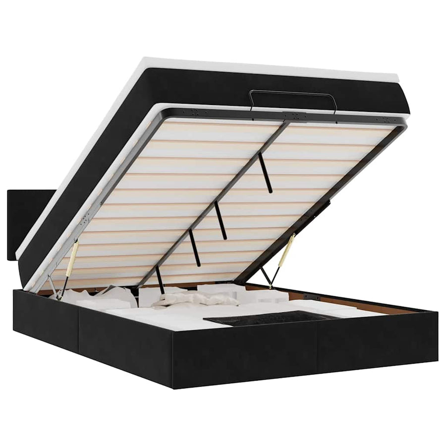 Ottoman bed met matras 140x190cm fluweel zwart