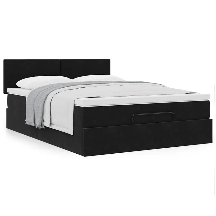 Ottoman bed met matras 140x190cm fluweel zwart