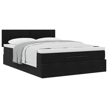 Ottoman bed met matras 140x190cm fluweel zwart
