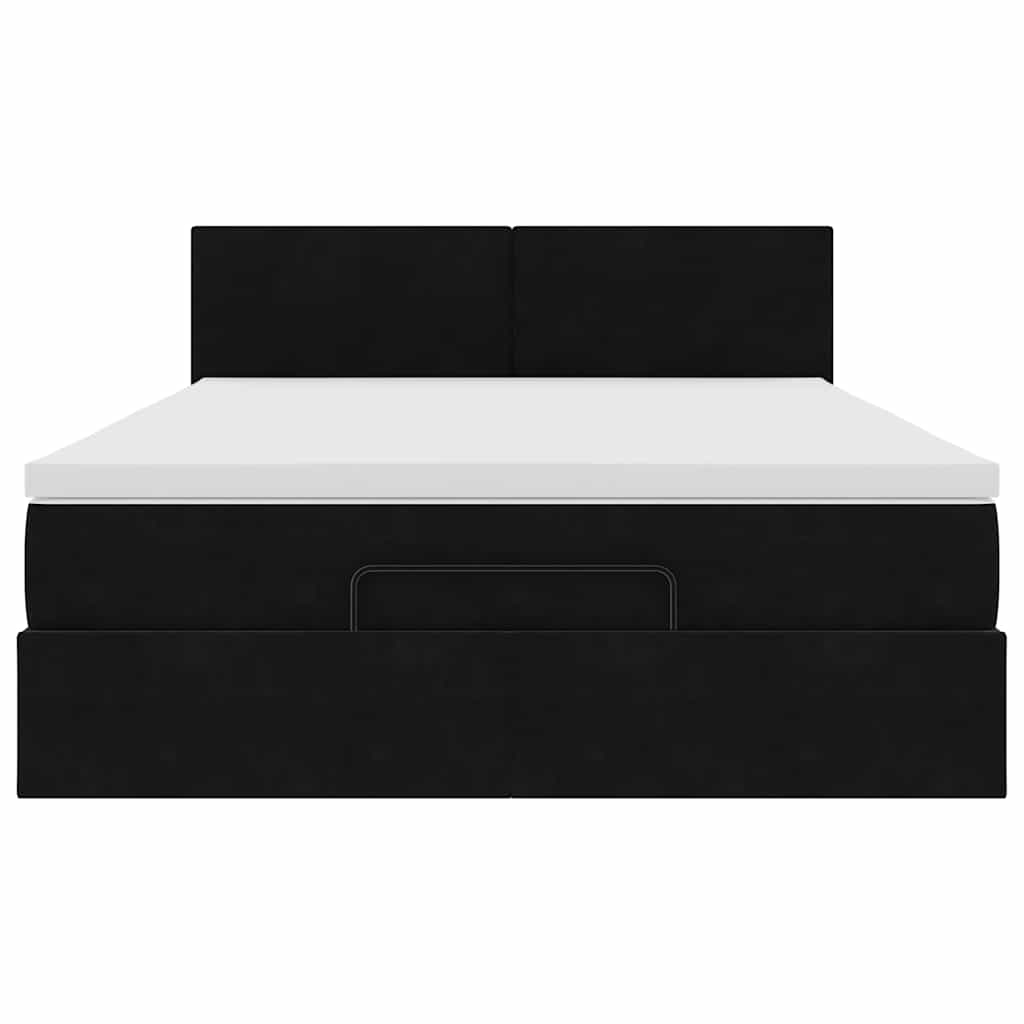 Ottoman bed met matras 140x190cm fluweel zwart