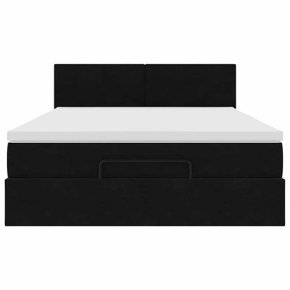 Ottoman bed met matras 140x190cm fluweel zwart
