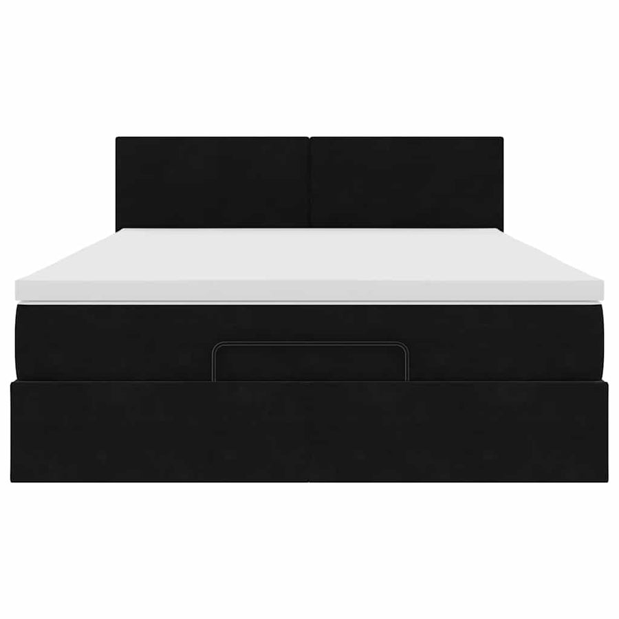 Ottoman bed met matras 140x190cm fluweel zwart