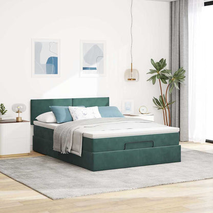 Ottoman bed met matras 140x190cm fluweel donkergroen