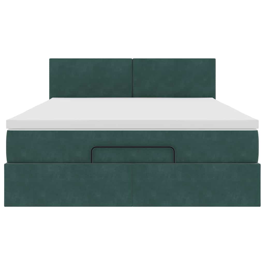 Ottoman bed met matras 140x190cm fluweel donkergroen