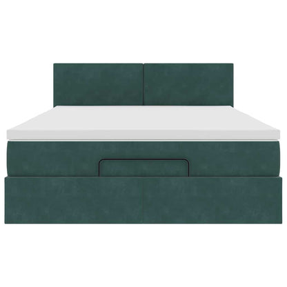 Ottoman bed met matras 140x190cm fluweel donkergroen