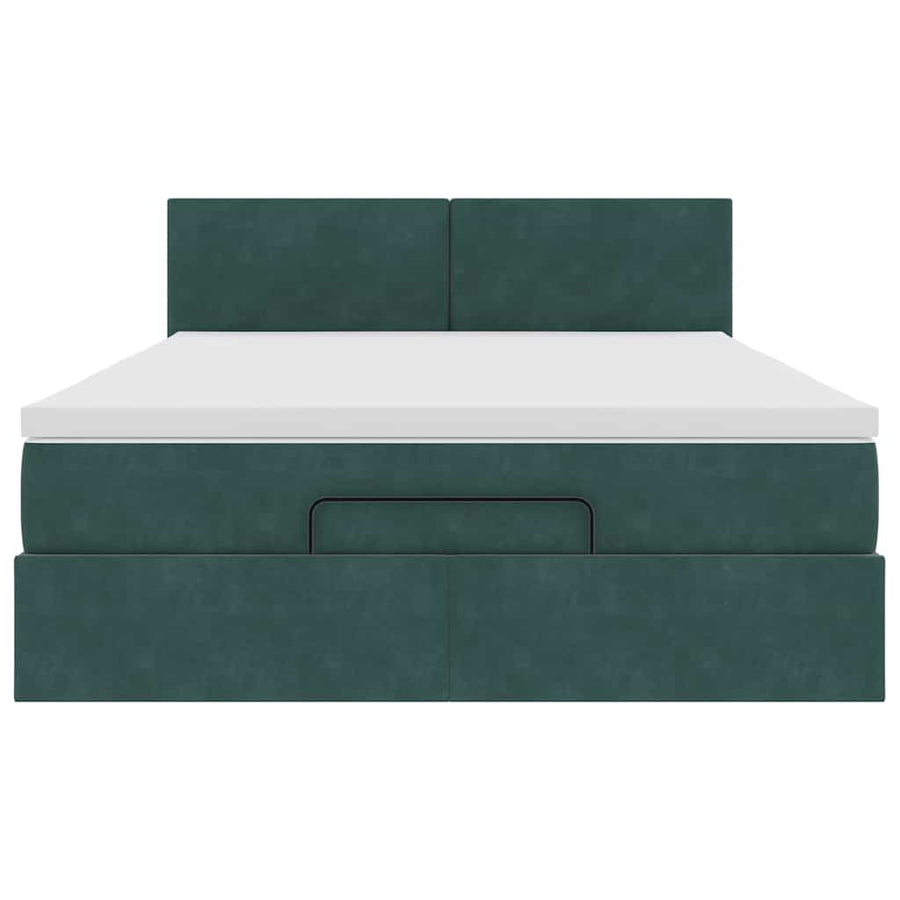 Ottoman bed met matras 140x190cm fluweel donkergroen