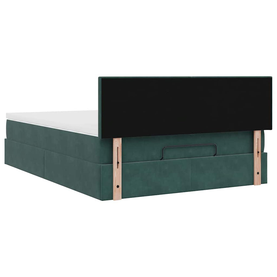 Ottoman bed met matras 140x190cm fluweel donkergroen