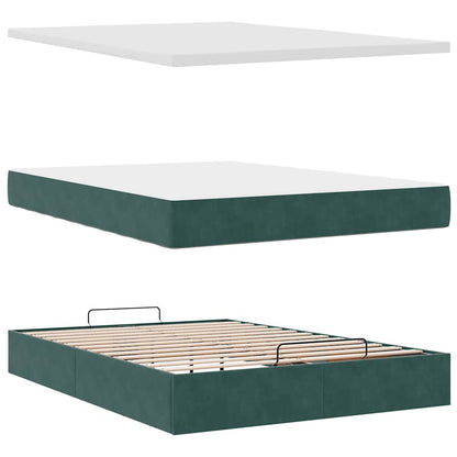 Ottoman bed met matras 140x190cm fluweel donkergroen