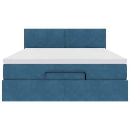 Ottoman bed met matras 140x190cm fluweel donkerblauw