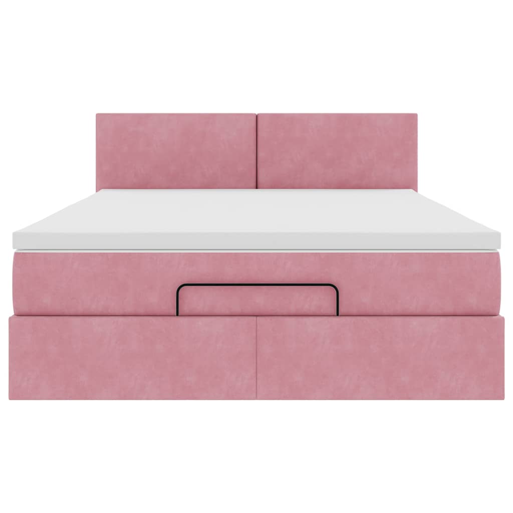 Ottoman bed met matras 140x190cm fluweel roze