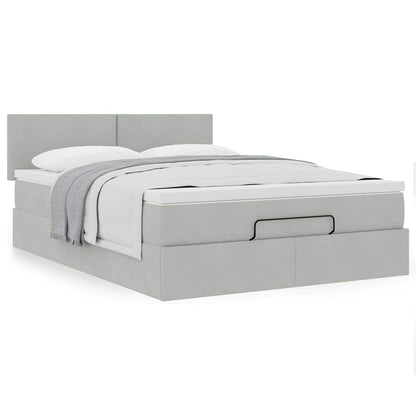 Ottoman bed met matras 140x200cm fluweel lichtgrijs