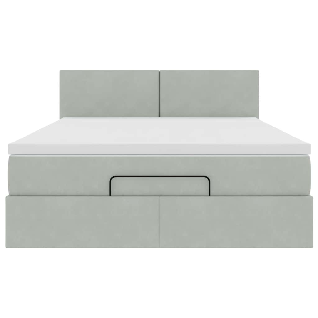 Ottoman bed met matras 140x200cm fluweel lichtgrijs