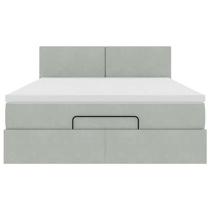 Ottoman bed met matras 140x200cm fluweel lichtgrijs