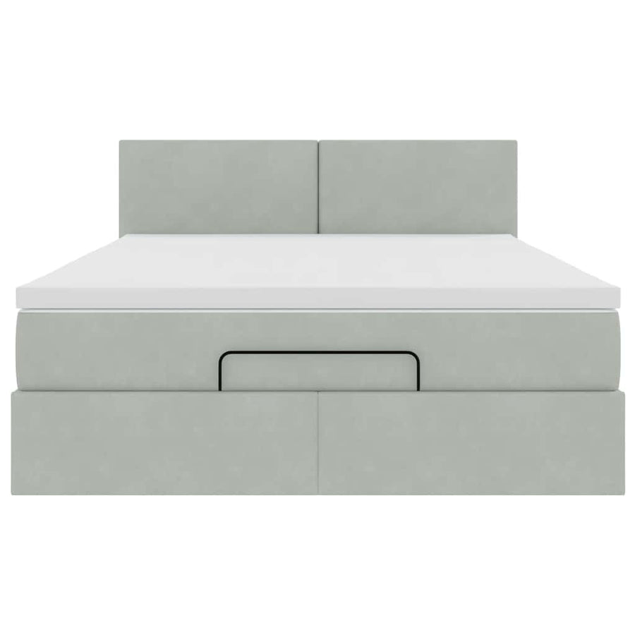 Ottoman bed met matras 140x200cm fluweel lichtgrijs