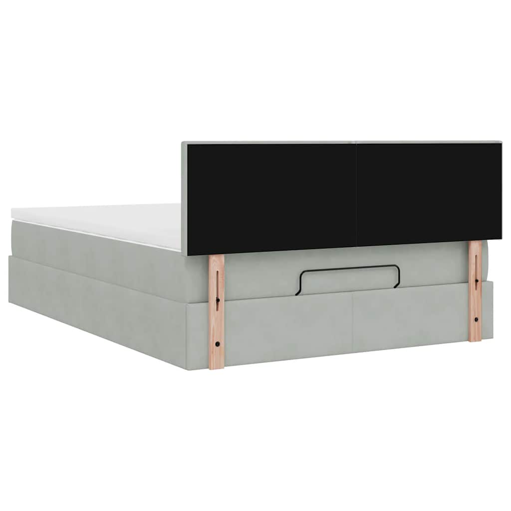 Ottoman bed met matras 140x200cm fluweel lichtgrijs