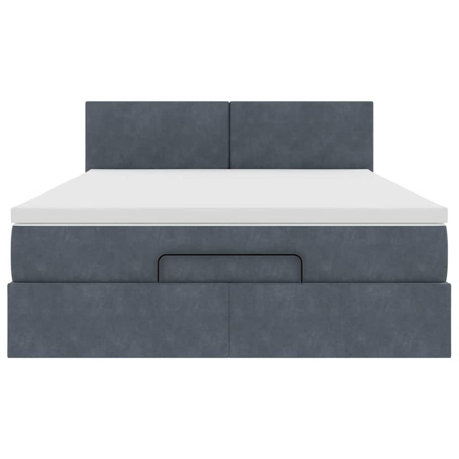 Ottoman bed met matras 140x200cm fluweel donkergrijs