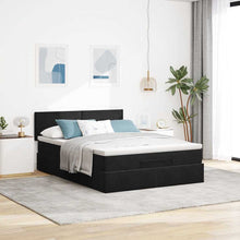Ottoman Bed Met Matras 140X200Cm Fluweel 140 x 200 cm Zwart