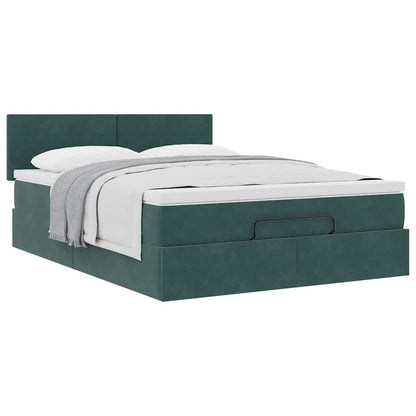 Ottoman bed met matras 140x200cm fluweel donkergroen