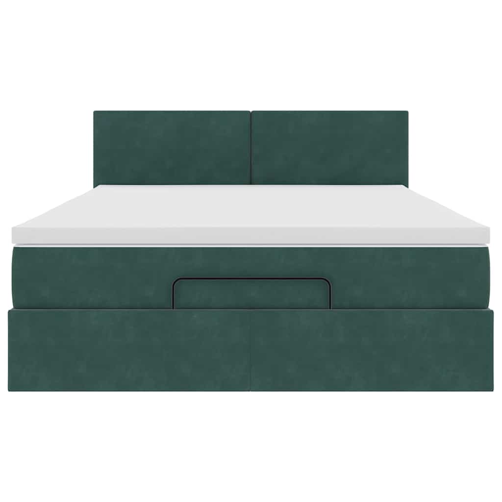 Ottoman bed met matras 140x200cm fluweel donkergroen