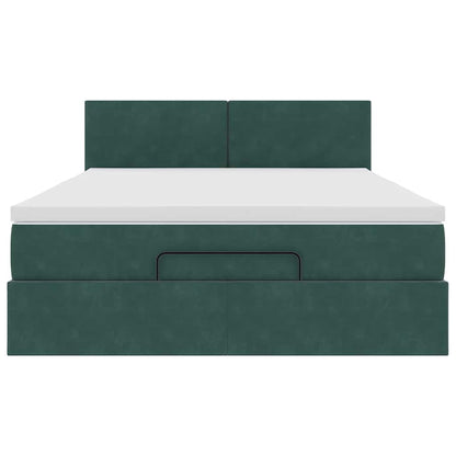 Ottoman bed met matras 140x200cm fluweel donkergroen