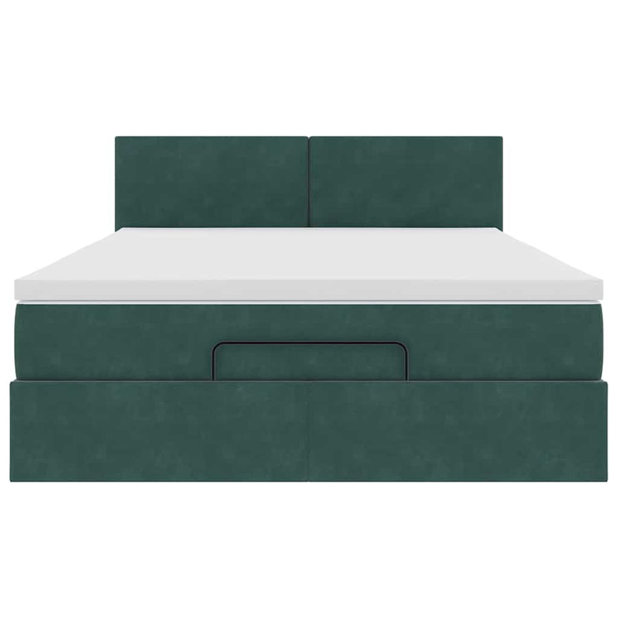 Ottoman bed met matras 140x200cm fluweel donkergroen