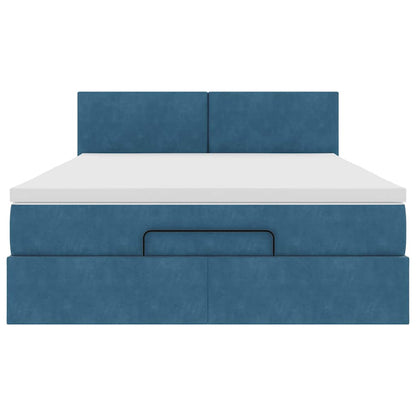 Ottoman bed met matras 140x200cm fluweel donkerblauw