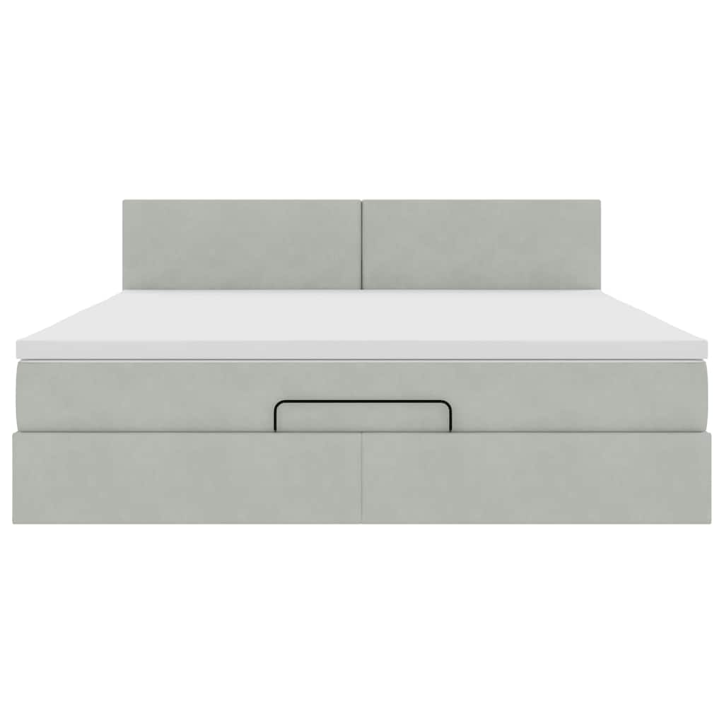 Ottoman bed met matras 160x200cm fluweel lichtgrijs