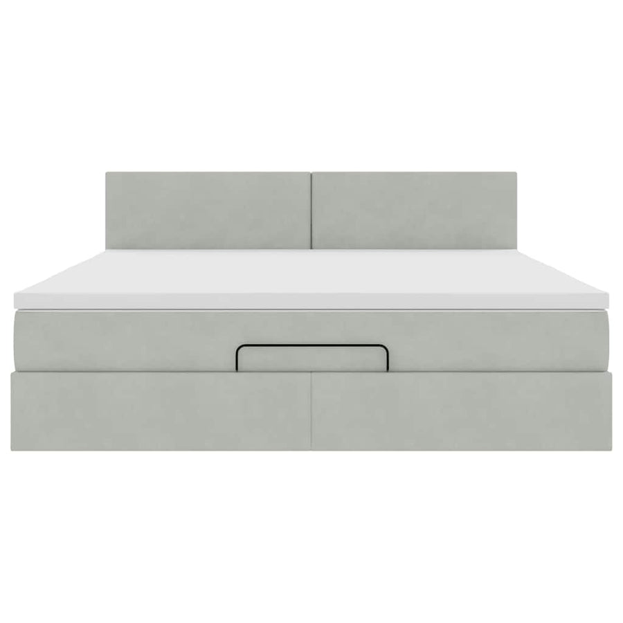 Ottoman bed met matras 160x200cm fluweel lichtgrijs