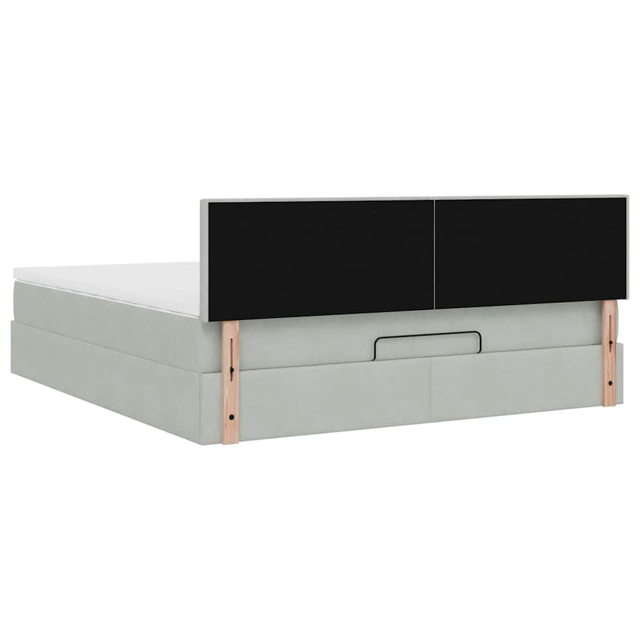 Ottoman bed met matras 160x200cm fluweel lichtgrijs