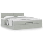 Ottoman bed with mattress 160x200cm velvet light grey