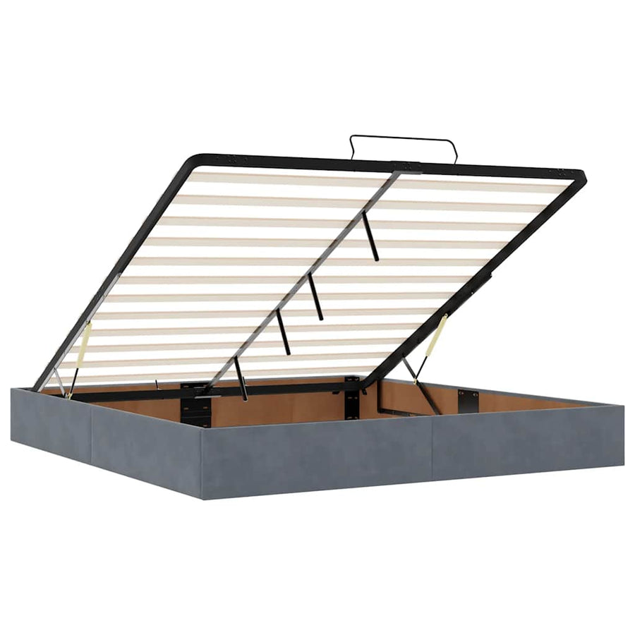 Ottoman Bed Met Matras 160X200Cm Fluweel 160 x 200 cm Donkergrijs