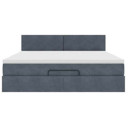 Ottoman Bed Met Matras 160X200Cm Fluweel 160 x 200 cm Donkergrijs