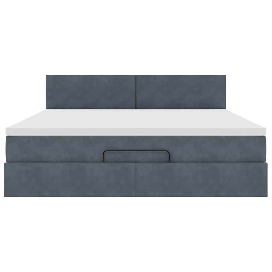 Ottoman Bed Met Matras 160X200Cm Fluweel 160 x 200 cm Donkergrijs