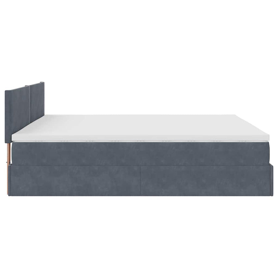 Ottoman Bed Met Matras 160X200Cm Fluweel 160 x 200 cm Donkergrijs