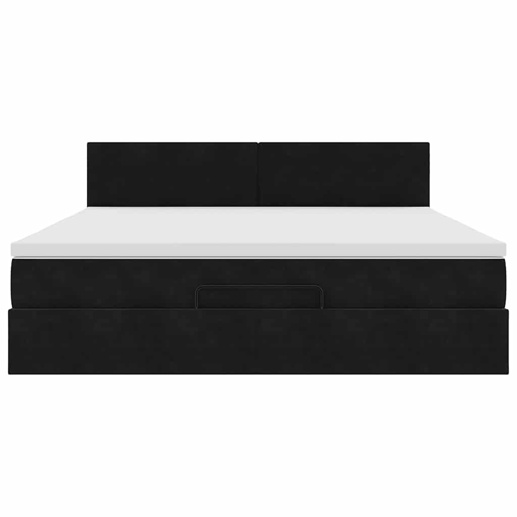 Ottoman bed met matras 160x200cm fluweel zwart