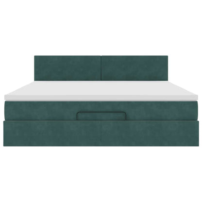 Ottoman bed met matras 160x200cm fluweel donkergroen