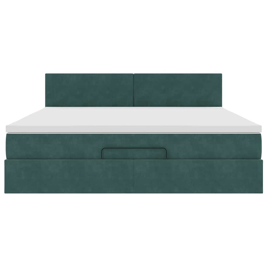 Ottoman bed met matras 160x200cm fluweel donkergroen