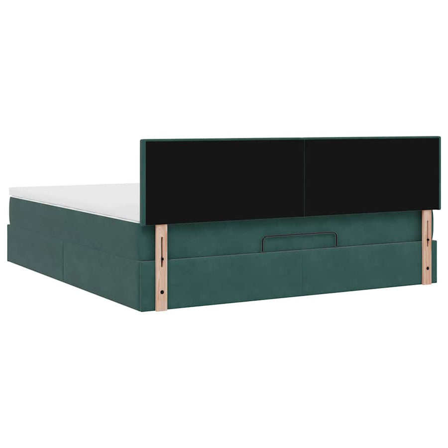 Ottoman bed met matras 160x200cm fluweel donkergroen