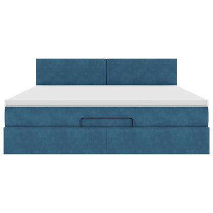 Ottoman bed met matras 160x200cm fluweel donkerblauw