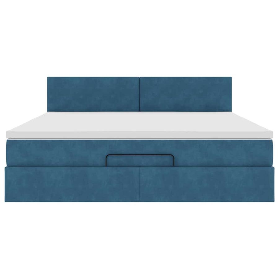 Ottoman bed met matras 160x200cm fluweel donkerblauw