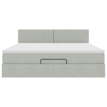 Ottoman bed met matras 180x200cm fluweel lichtgrijs